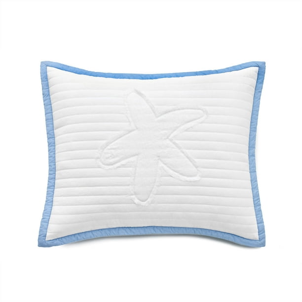 White/Blue Nostalgia Home Seastar Sham Standard White/Blue Nostalgia Home Seastar Sham Standard